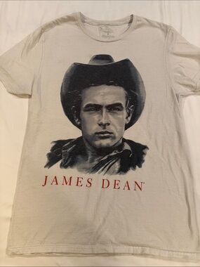 Vintage-Style White Short Sleeve Graphic Tee - James Dean Print